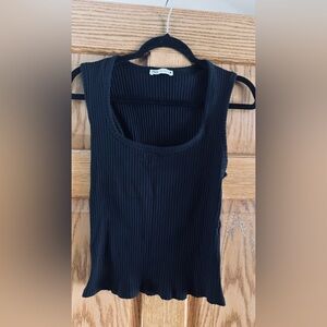 Zara Women's Black Ribbed Tank Top